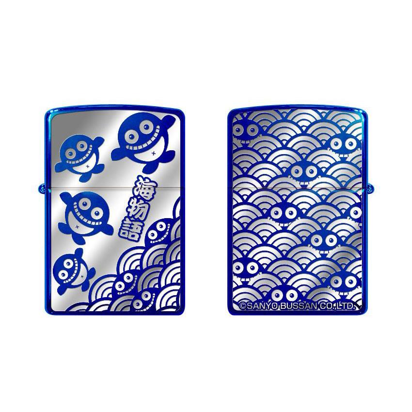 クジラッキー Zippo B柄(ブルー×シルバー)
