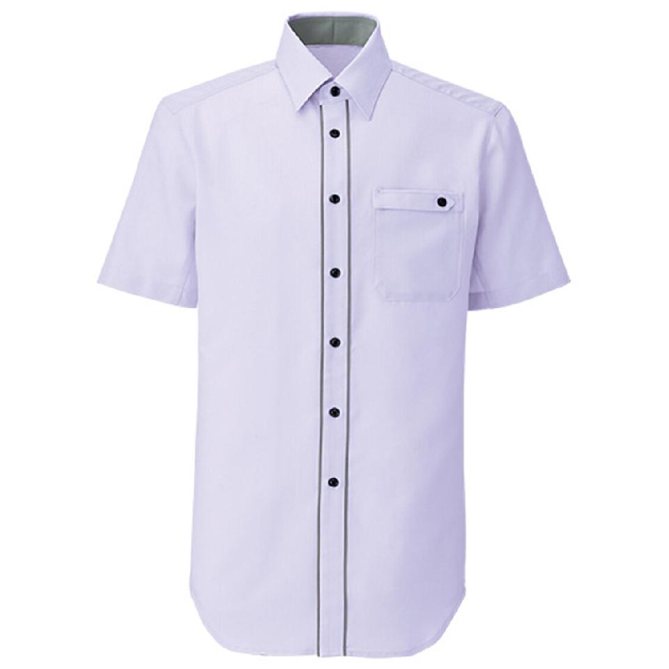 【テクノ・シャンブレー】男女兼用半袖シャツ（ラベンダー）