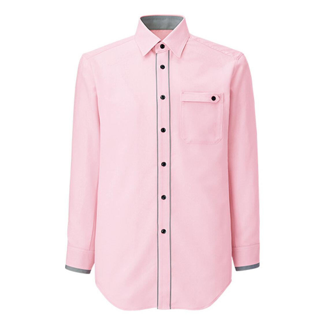 【テクノ・シャンブレー】男女兼用長袖シャツ（ピンク）