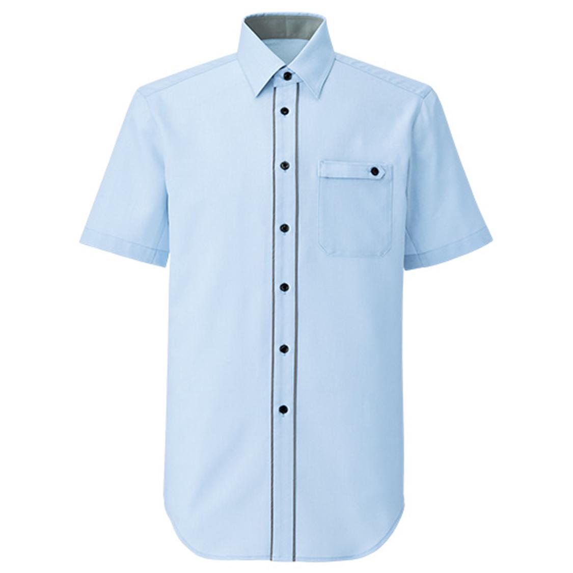 【テクノ・シャンブレー】男女兼用半袖シャツ（ブルー）