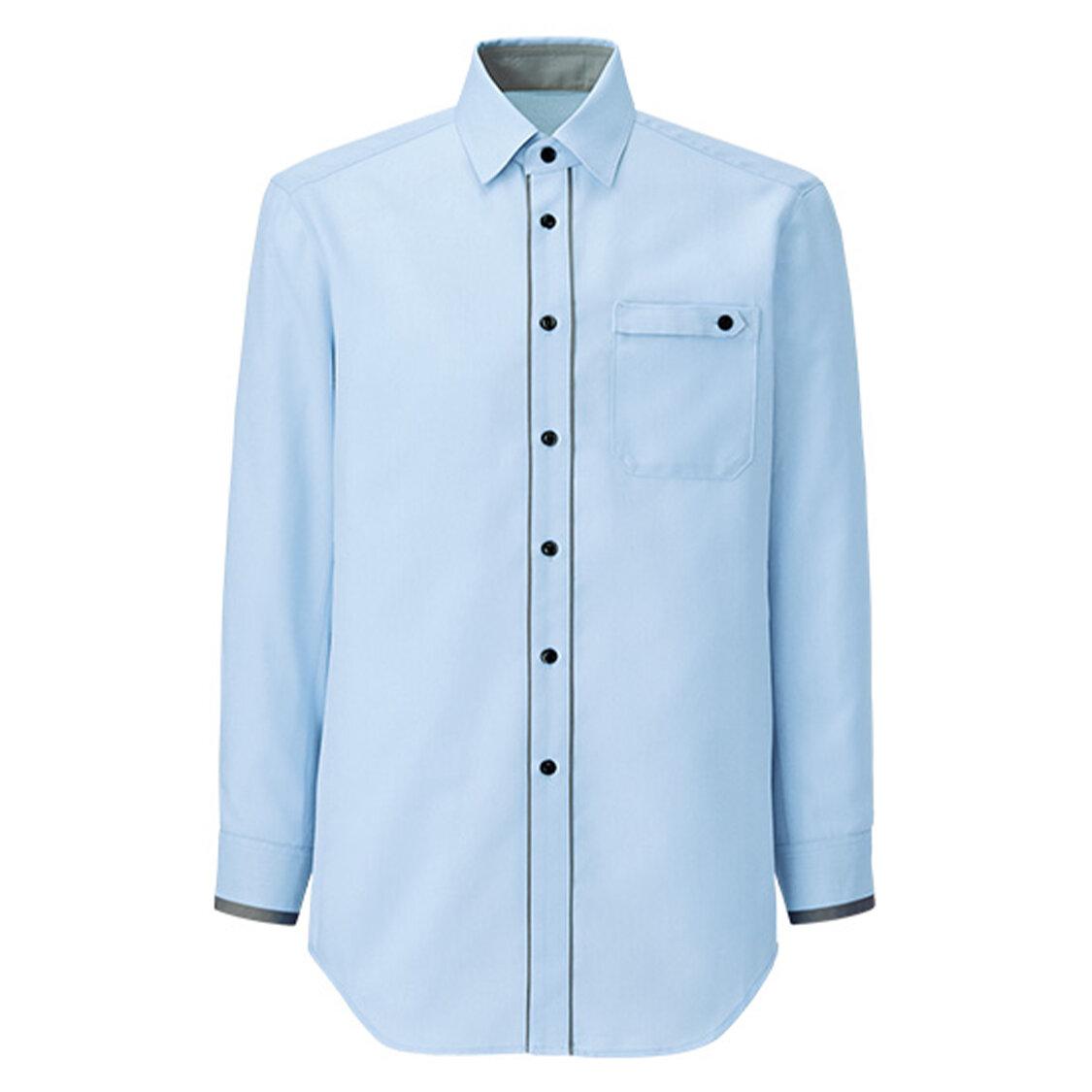 【テクノ・シャンブレー】男女兼用長袖シャツ（ブルー）